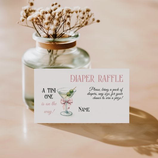 Tini One Martini Bow Girl Baby Shower Diaper Begleitkarte