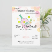 Tini Pickleball Boho Martini Bridal Couples Dusche Einladung (Stehend Vorderseite)
