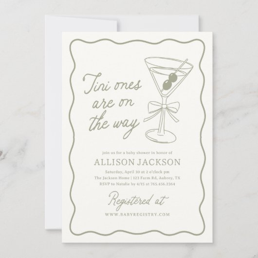 Tini sind unterwegs Martini Twin Baby Dusche Einladung (Vorderseite)