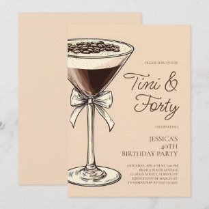 Tini und Forty Script Martini 40. Geburtstagsfeier Einladung