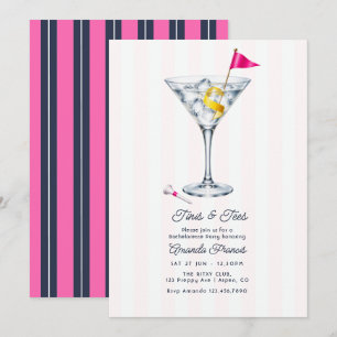 Tinis & Tees Preppy Pink Golf Junggesellinnenabsch Einladung