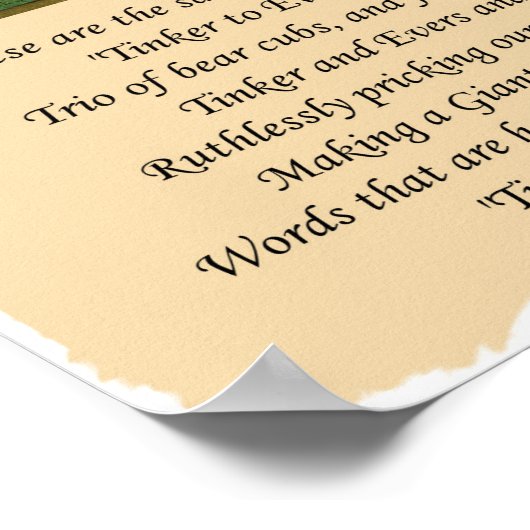 Tinker to Evers to Chance Chicago Cubs 1910 Gedich Poster (Ecke)