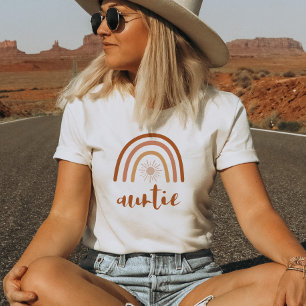 TINLEY Boho Burnt Orange Rainbow Sun Auntie T-Shirt