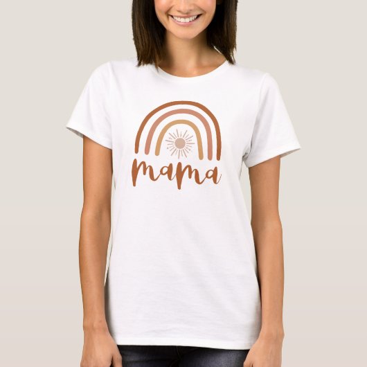 TINLEY Boho Burnt Orange Rainbow Sun Mama T-Shirt (Vorderseite)