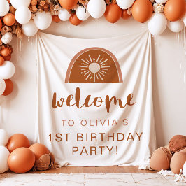 TINLEY Boho Terracotta Rainbow Birthday Willkommen Wandteppich