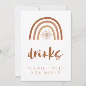 TINLEY Boho Terracotta Rainbow Drink Tafelschild Einladung (Vorderseite)