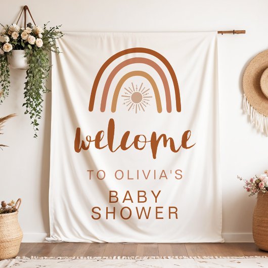 TINLEY Boho Terracotta Rainbow Sun Baby Dusche Wandteppich