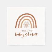 TINLEY Boho Terracotta Rainbow Sun Baby Einladung Serviette (Vorderseite)