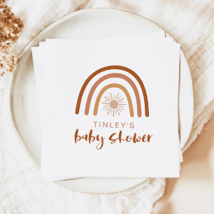 TINLEY Boho Terracotta Rainbow Sun Baby Einladung Serviette