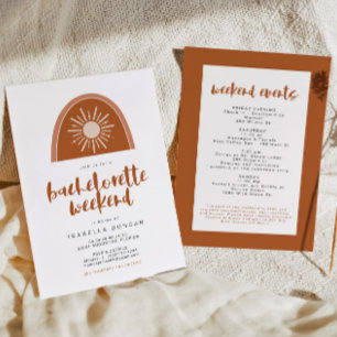 TINLEY Boho Terracotta Rainbow Sun Bachelorette Einladung