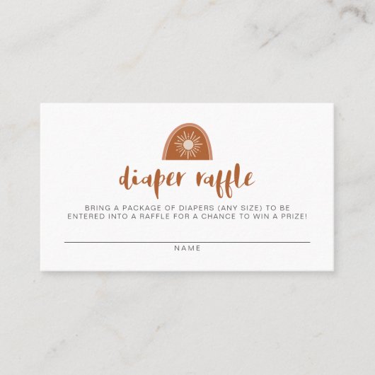 TINLEY Boho Terracotta Rainbow Sun Diaper Raffle P Platzkarte (Vorderseite)