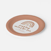 TINLEY Boho Terracotta Rainbow Sun Erster Geburtst Pappteller (Schrägansicht)
