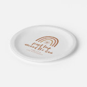 TINLEY Boho Terracotta Rainbow Sun Erster Geburtst Pappteller (Schrägansicht)