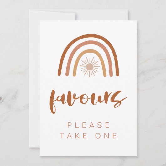 TINLEY Boho Terracotta Regenbogen Favoriten Tafelz Einladung (Vorderseite)