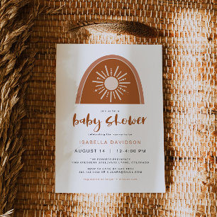 TINLEY Boho Terracotta Sun Rainbow Baby Einladung