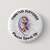 Tinnitus-Betroffener Bitte äußern Sie sich Hörbedi Button (Vorderseite)