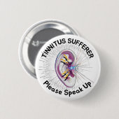 Tinnitus-Betroffener Bitte äußern Sie sich Hörbedi Button (Vorne & Hinten)