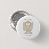 Tinnitus Gold/Silver Awareness Ribbon Angel Button (Vorne & Hinten)