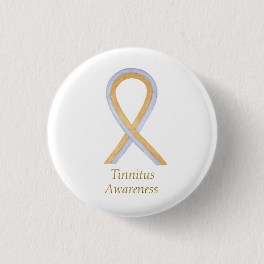 Tinnitus Gold/Silver Awareness Ribbon Custom Butto Button (Vorderseite)