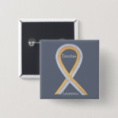 Tinnitus Gold/Silver Awareness Ribbon Custom Butto Button (Vorne & Hinten)