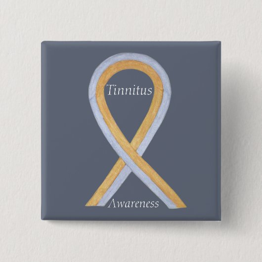 Tinnitus Gold/Silver Awareness Ribbon Custom Butto Button (Vorderseite)