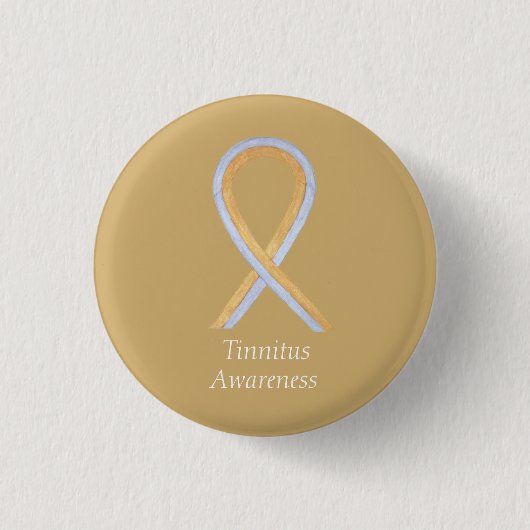 Tinnitus Gold/Silver Awareness Ribbon Custom Butto Button (Vorderseite)