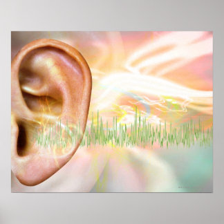 Tinnitus, konzeptionelle Computerkunst. Poster