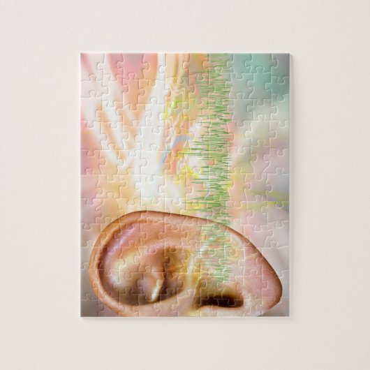 Tinnitus, konzeptionelle Computerkunst. Puzzle (Vertikal)