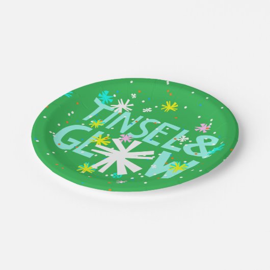 Tinsel & Glow Pappteller (Schrägansicht)