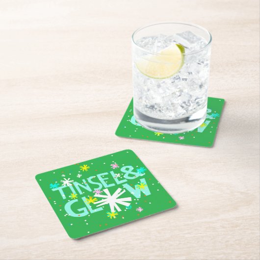 Tinsel & Glow Rechteckiger Pappuntersetzer (Vor Ort)