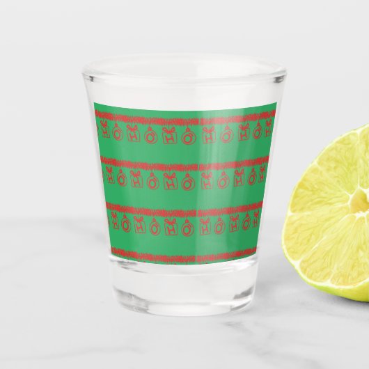 Tinsel HO HO HO Red Schnapsglas (Vorderseite)