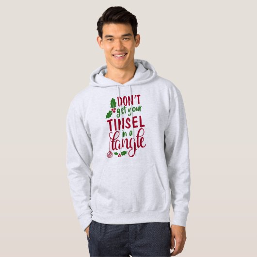Tinsel in einem Gewirr - Funny Christmas Hoodie (Vorne ganz)