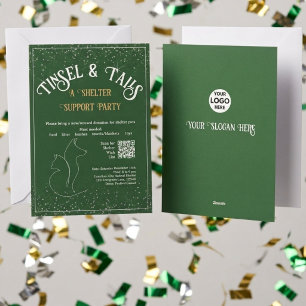 Tinsel & Tails Tierschutzparty Feiertagskarte