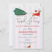 Tinsel & Tinis Tini Weenie Bit Christmas Birthday Einladung (Vorderseite)