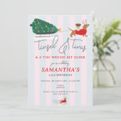 Tinsel & Tinis Tini Weenie Bit Christmas Birthday Einladung (Stehend Vorderseite)