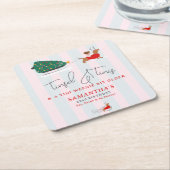 Tinsel & Tinis Tini Weenie Bit Older Xmas Doxie Rechteckiger Pappuntersetzer (angewinkelt)