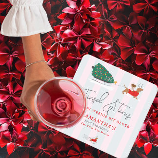 Tinsel & Tinis Tini Weenie Bit Older Xmas Doxie Rechteckiger Pappuntersetzer