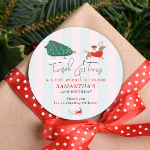 Tinsel & Tinis Tini Weenie Bit Weihnachts-Doxie Runder Aufkleber