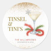 Tinsel und Tinis Weihnachtsfeier Runder Aufkleber (Vorderseite)