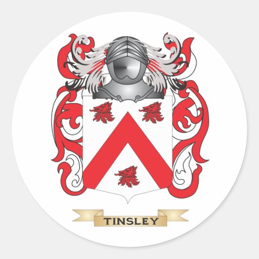 Tinsley-Familienwappen (Wappen) Runder Aufkleber (Vorderseite)