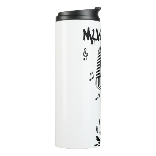 Tinta derramada forma Microfono en Negro Thermosbecher (Nach links gedreht)