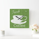 Tintable Rustikal Coffee Clock Quadratische Wanduhr (Zuhause)
