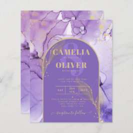 Tinte Abstrakt LILA GOLD Lavendel Wedding INVITE