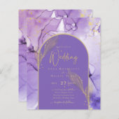 Tinte Abstrakt LILA GOLD Lavendel Wedding INVITE (Vorne/Hinten)