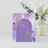Tinte Abstrakt LILA GOLD Lavendel Wedding INVITE (Stehend Vorderseite)
