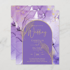Tinte Abstrakt LILA GOLD Lavendel Wedding INVITE