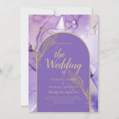 Tinte Abstrakt LILA GOLD Lavendel Wedding INVITE Einladung (Vorderseite)