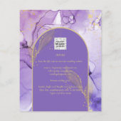 Tinte Abstrakt LILA GOLD Lavendel Wedding INVITE Flyer (Hinten)