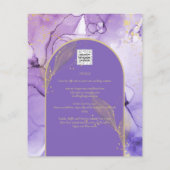 Tinte Abstrakt LILA GOLD Lavendel Wedding INVITE Flyer (Hinten)