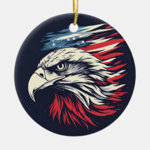 Tinte Adler & Amerikanische Flagge Kunst Freiheit Keramik Ornament